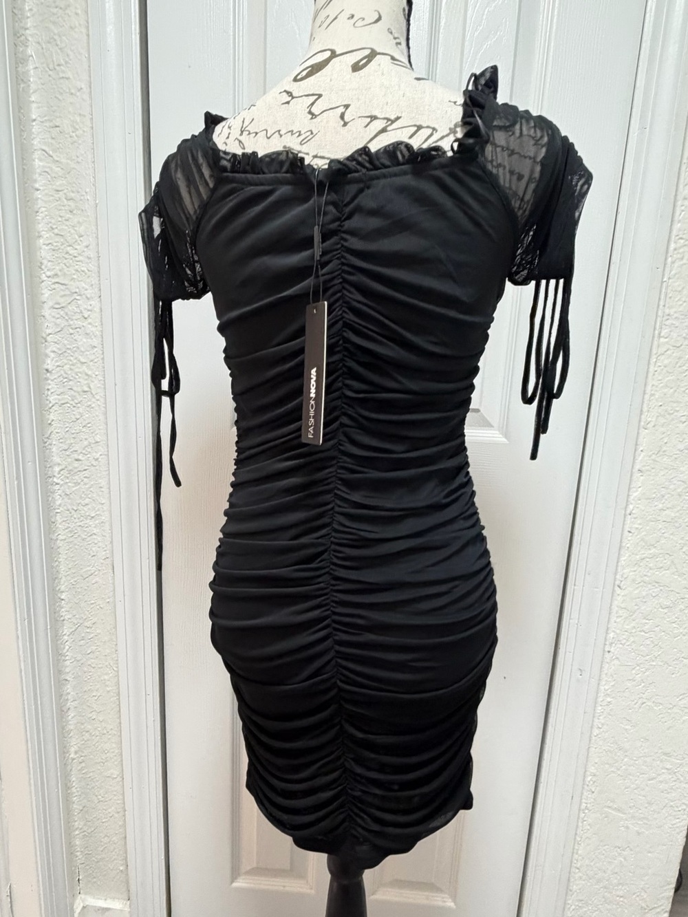 ✨ Fashion Nova Ariel Mesh Mini Dress Black - Size L (NWT) ✨ - Picture 6 of 12